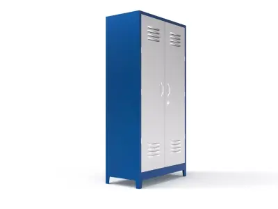 METAL CABINET-DOUBLE LONG-BLUE AND WHITE Low-poly 3D model