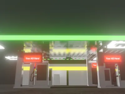GameReady Stylized Gas Station  Low Poly 3D Environment Asset Free low-poly 3D model