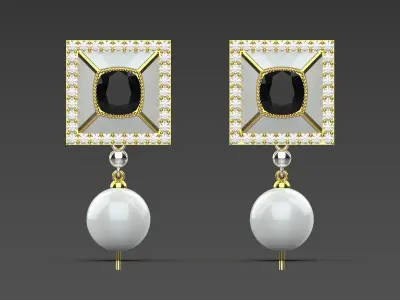 luxury pearl earring pe0025 3D print model