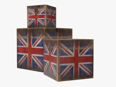 Wooden box trunk decor lock 3D model