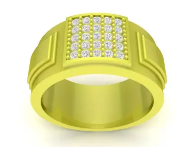 Modern Pave Square Diamond Ring for Men 4000 3D print model