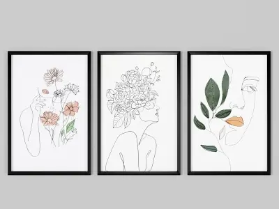 Art Frams 1- 3 Art Line paintings By 3 Frams 3D model