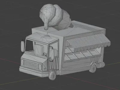 Cartoon Ice Cream Truck Low-poly 3D model