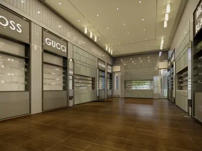 Modern optic shop interior design 3d model 3D model