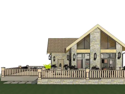 2 Bedroom Farmhouse House Plan 3D model