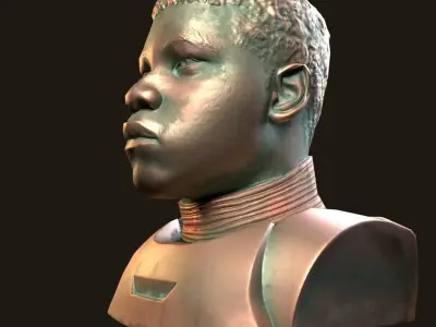 Finn - Star Wars bronze bust Low-poly 3D model