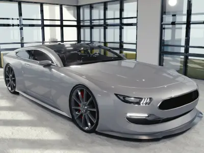 BLENDER EEVEE Brandless Sports GT coupe Low-poly 3D model