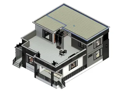 4 Bedroom Revit House plan Low-poly 3D model