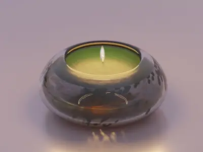 Green Candle with Animated Flame 3D model