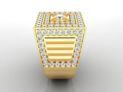 Ring M5  Mens luxury ring with gem 3D print model