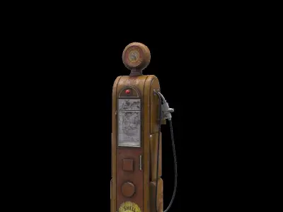 Old gas station Low Poly Low-poly 3D model