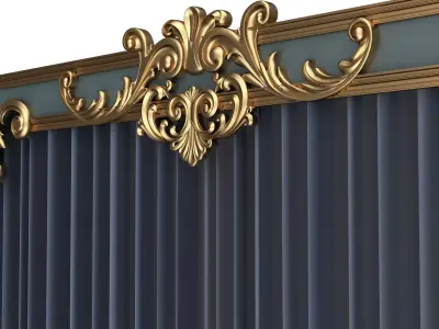 Cornice Classic Curtain 014 Low-poly 3D model