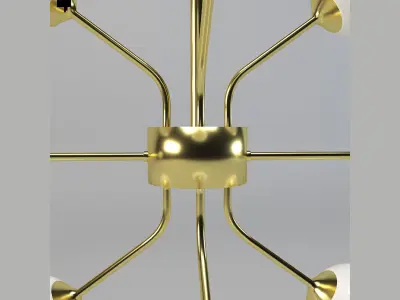 Gold Modern Chandeliers with White Globe Glass Shade Low-poly 3D model