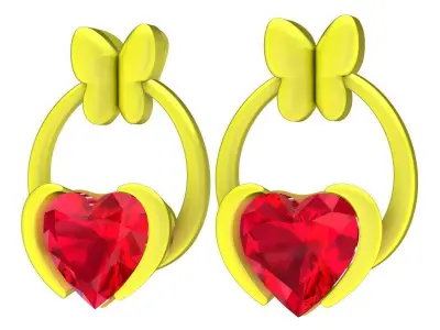 A6787 Luxury Diamond Heart Butterfly Women Pendant 3D print model