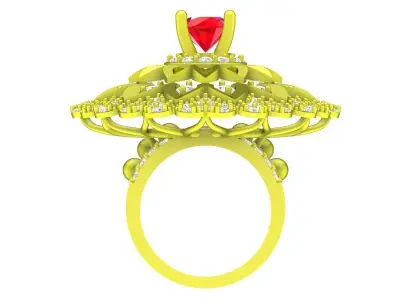 Luxury Floral Halo Gemstone Ring 3D Model 4309 3D print model