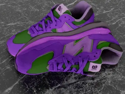 NEW BALANCE 3D SHOES - PURPLE - GREEN Low-poly 3D model