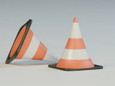 Low Poly Road Cones 3D Model Stylized Traffic Cones for Games Free low-poly 3D model