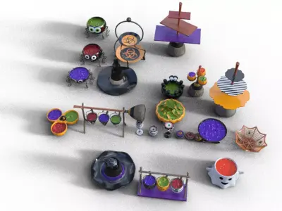 Pack halloween decoration 2022 Low-poly 3D model