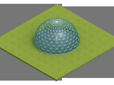 Dome triangular glass structure-panels architecture  engineering Low-poly 3D model
