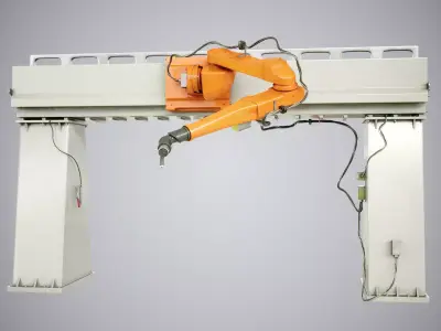Industrial Robot Car Painting 3D model