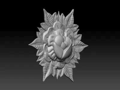 Rose Relief with leaves Printable model 3D print model