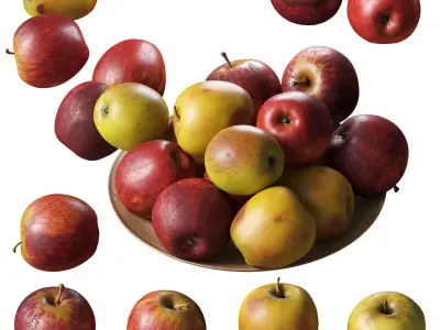 Apples Gala - 4 models Low-poly 3D model