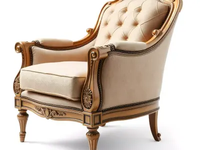 Elegant French Armchair model pack Low-poly 3D model