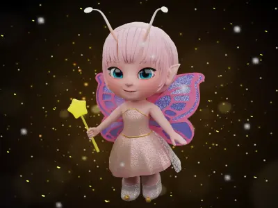Cartoon Fairy - Fully Rigged Low-poly 3D model