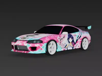 Customized Itasha Anime Sports Car 3D Model Low-poly 3D model