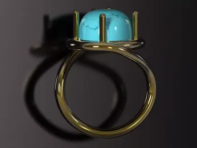 Turquoise Tourmaline Dynamic Solitaire Ring gr0173 3D print model