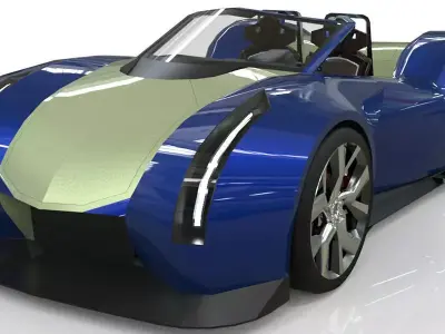 Roadster lowpoly concept birdcar Low-poly 3D model