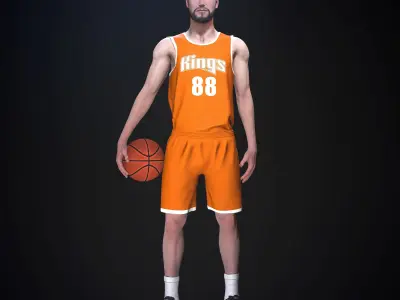 Basketball player Low-poly 3D model