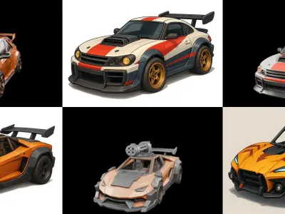 Gt one Car bundle 19 pack 100 glb 3D model