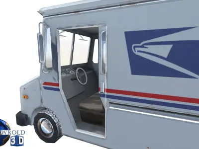 Mail Car lowpoly vehicle 3d model Low-poly 3D model
