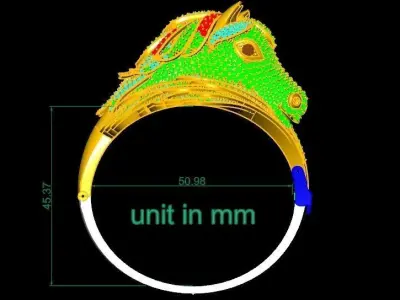 Luxury Dragon Head Diamond Ring for Men 2856 3D print model