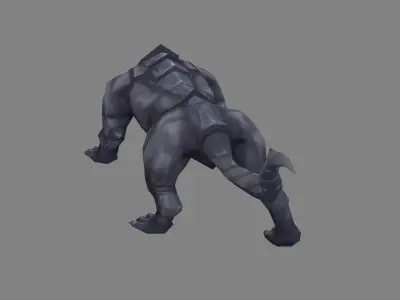 Stone leopard sculpture - panther Low-poly 3D model