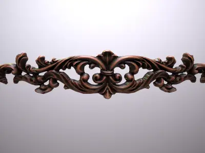 Luxurious carved wood ornament Low-poly 3D model