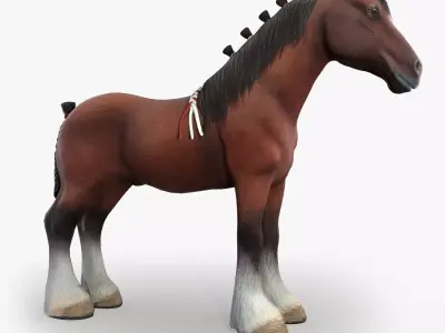 Clydesdale Horse Low Poly Low-poly 3D model