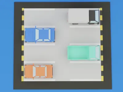 Cars Low-Poly Parking  Low-poly 3D model