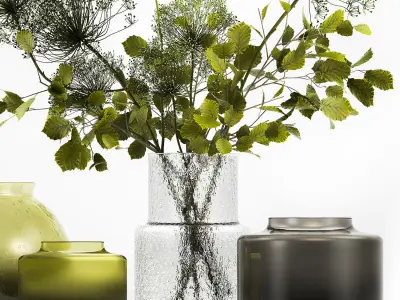 Decorative Bouquets From Branches In Vases 240 3D model