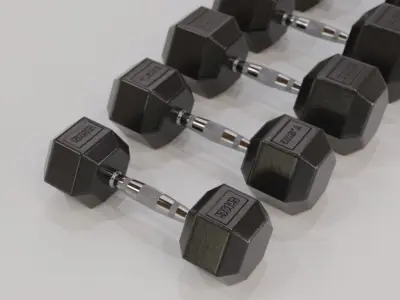 Dumbbells Game Ready Pack with Holder Low-poly 3D model