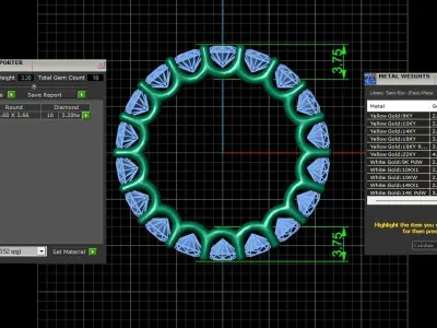 U Shaped Eternity Ring 3 point 6 mm stone size swiss 10 and EU50 3D print model
