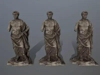 statue 5 roman with cloak Low-poly 3D model