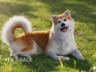 Akita Dog Animated VFX Grace 3D model