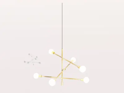 Modern Multi-Tier Crystal and Gold Chandelier Low-poly 3D model