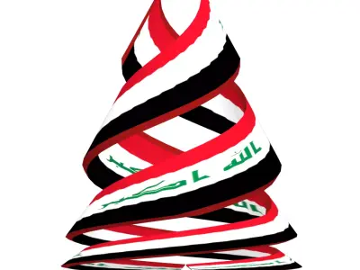  Iraqi flag on double Helical structure 3D model