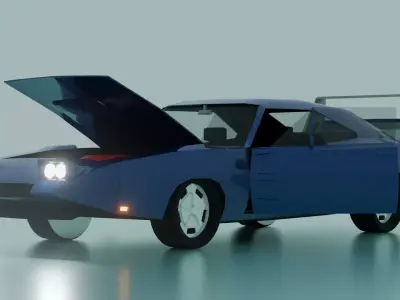 Low Poly Dodge Charger Daytona 1969 Low-poly 3D model