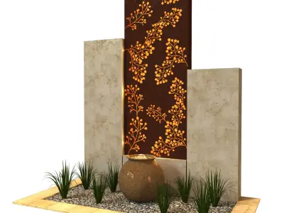 Entrance Wall With Fountain 3D model