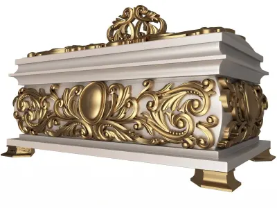 Casket Carved 09 White Low-poly 3D model