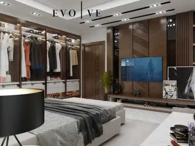 modern master bedroom interior by evolve Low-poly 3D model